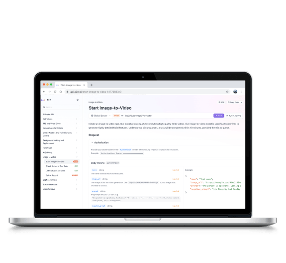 A2E image to video API integration